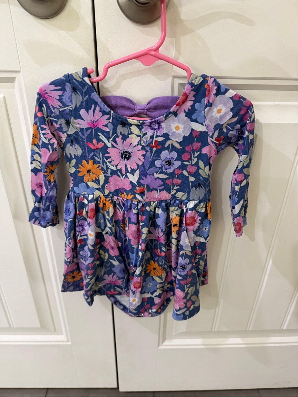 Little Sleepies Dusk Blooms Bow back skater dress with bodysuit